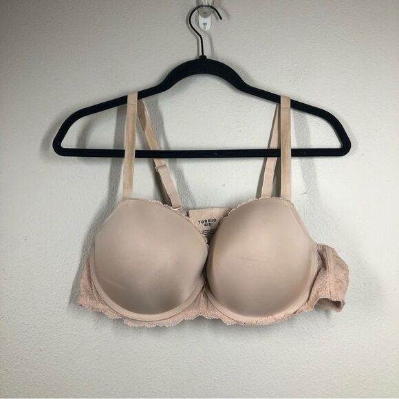 Torrid Beige Nude Push Up Demi Bra Lace Detail Underwire Plus Size 42B - Picture 1 of 5